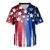Men's Short Sleeve V Neck Medical Scrub Top with Chest Pocket and Two Side Pockets for Healthcare Professionals Patriotic Print
