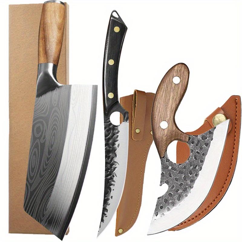 

Набор из 3 многоцелевых мини-ножей Карманный нож из нержавеющей стали Шеф-нож из высокоуглеродистой стали с лазерным дамасским узором