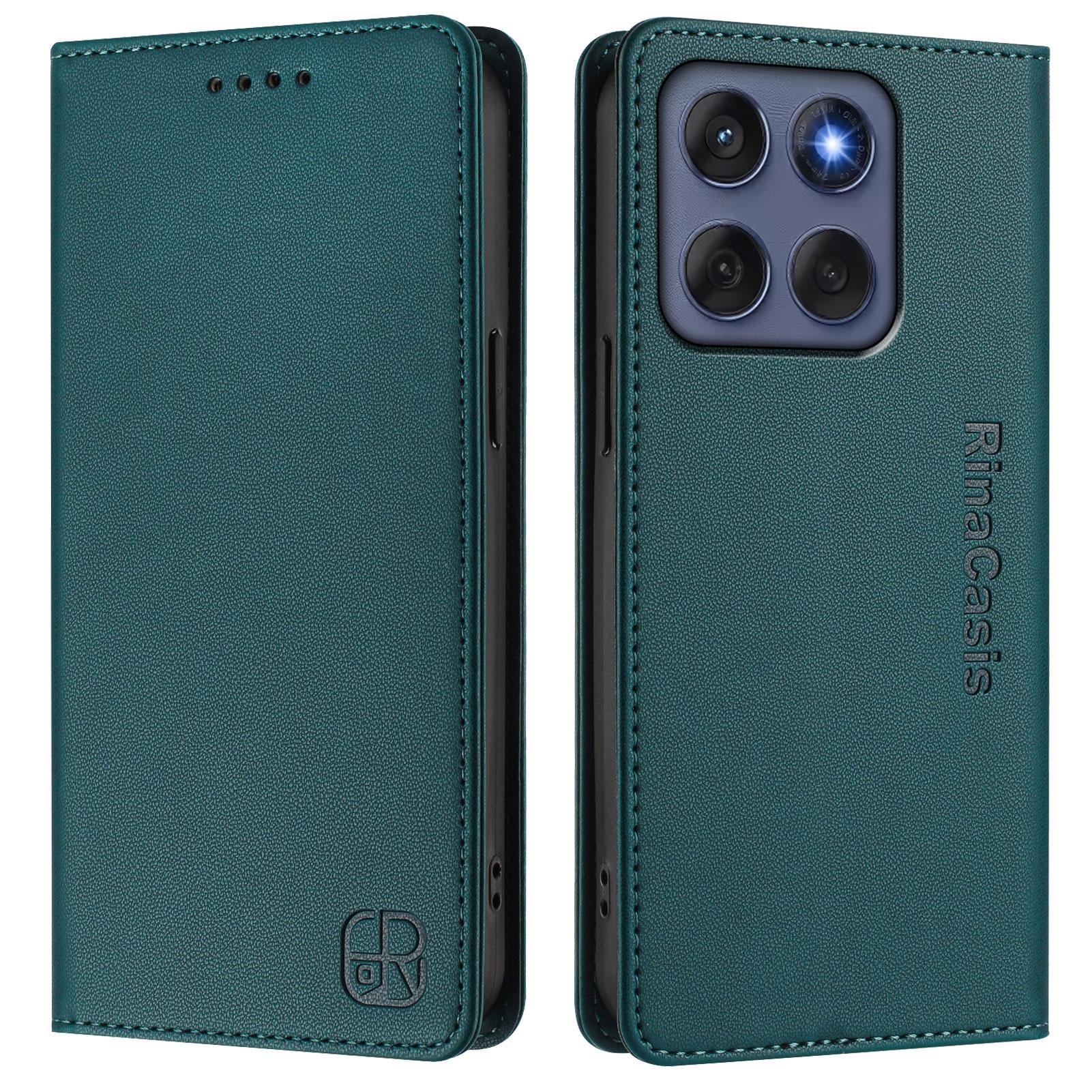 

Для Motorola Edge 60 Fusion 5G Шкіряний чохол RINACASIS RC01 Чохол для телефону з RFID-блокуванням Гаманець Підставка Dark Green