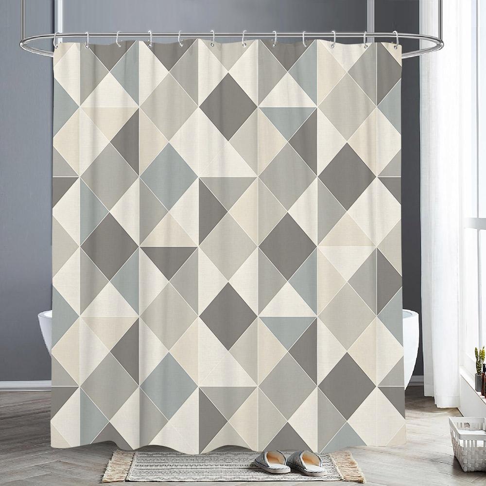 

Abstract Geometric Lines Shower Curtain Letter Print Black White Simple Scandinavian Bath Curtains Bathroom Decor Polyester Ideal For W100*H130(CM)-Grommet top&2PCS