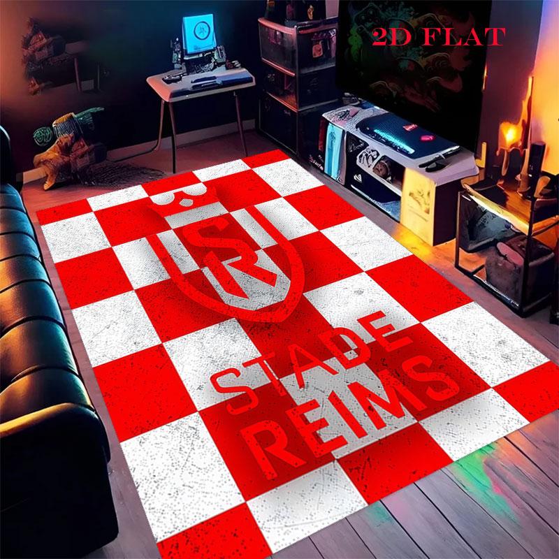 Stade de Reims poster Carpet Rug for Living Room Bedroom Home Sofa Decoration,Kids play Nonslip Floor Mat