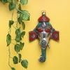 Scultura da Appendere a Parete Viso di Lord Ganesh in Metallo, Dimensioni - 13,5 X 3,81 X 22 Cm