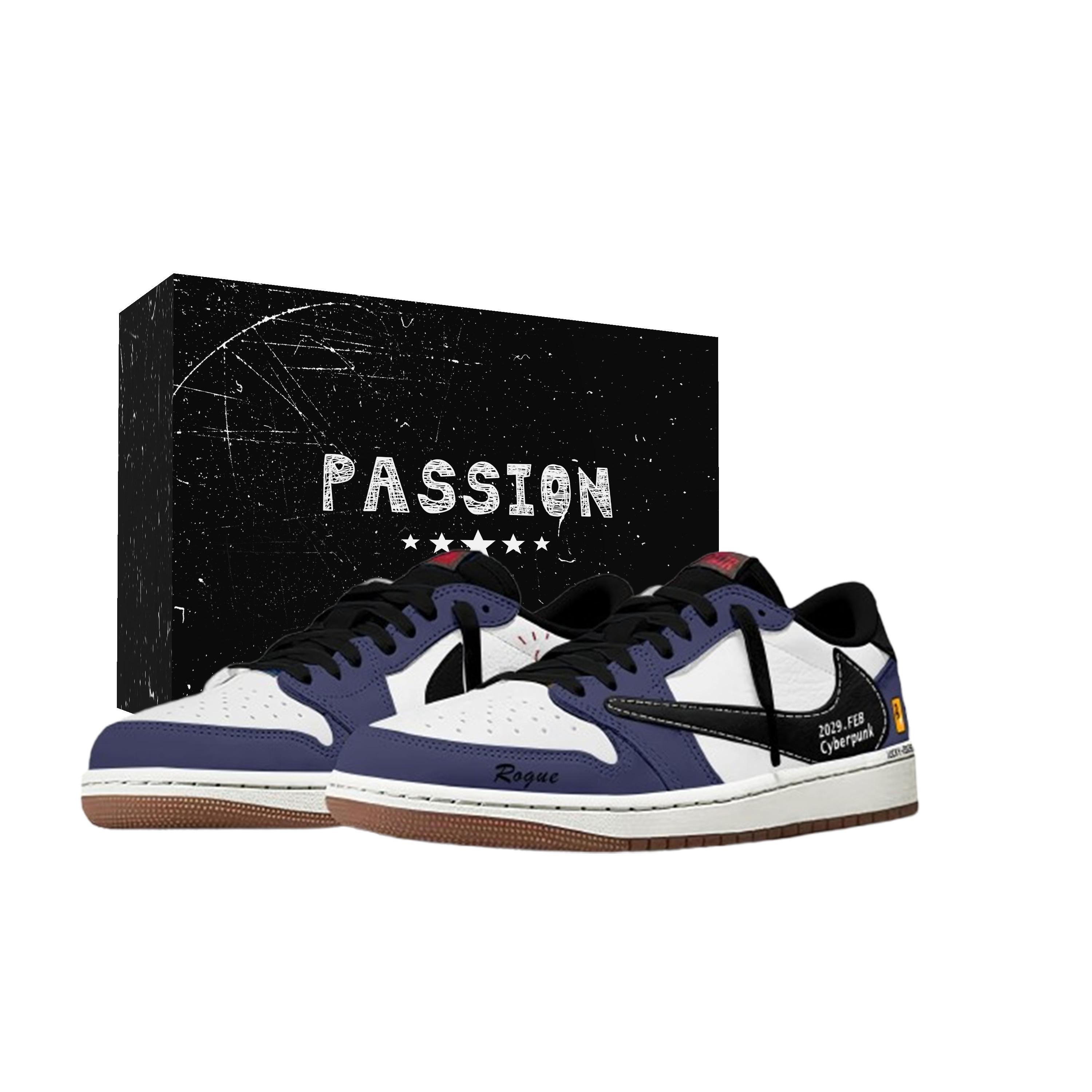 

Jordan x Travis Scott Air Jordan 1 Night Walker Box Slip Resistant Low top Vintage Basketball Shoes Unisex DZ4137-700(Team2042- ) 35.5