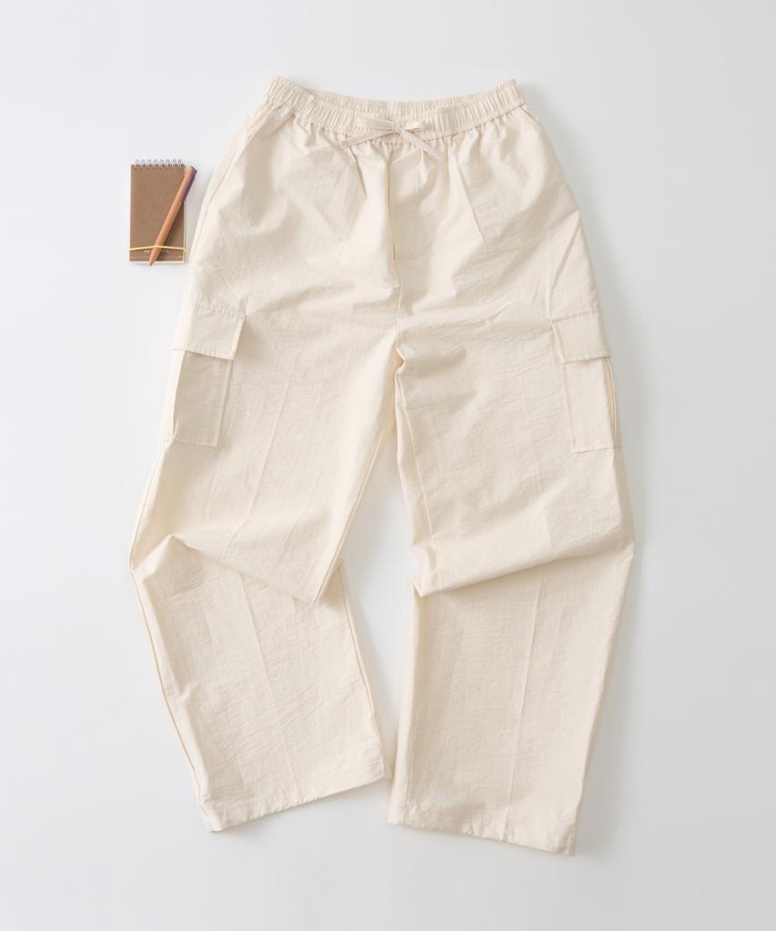 ANALOG MOOD Semi-Wide String Cargo Pants (Cream)