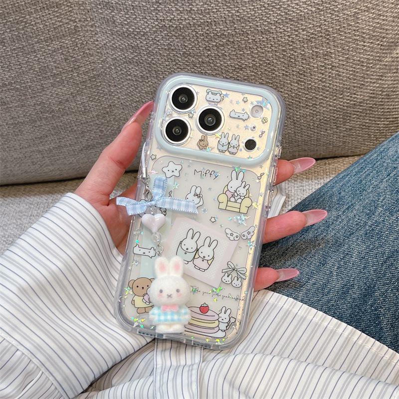 High-End Korean Glitter Star Rabbit Case for iPhone 17, 16 Pro Max & 15 Pro