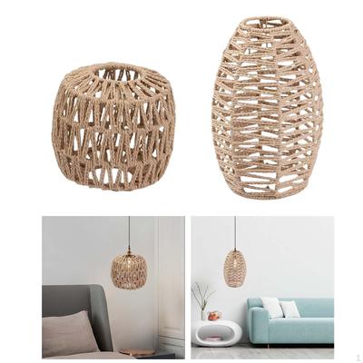 2Pieces Pendant Lamp Shade Retro Style Handwoven Lampshade Chandelier Cover