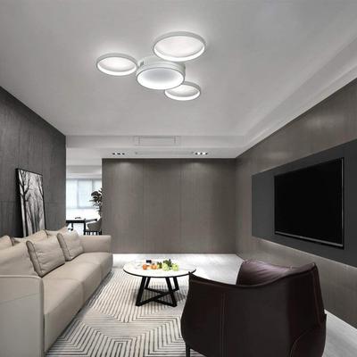 Nettlife LED Ceiling Light Living Room Lamp White Dimmable with Remote Control 4 Rings 52W