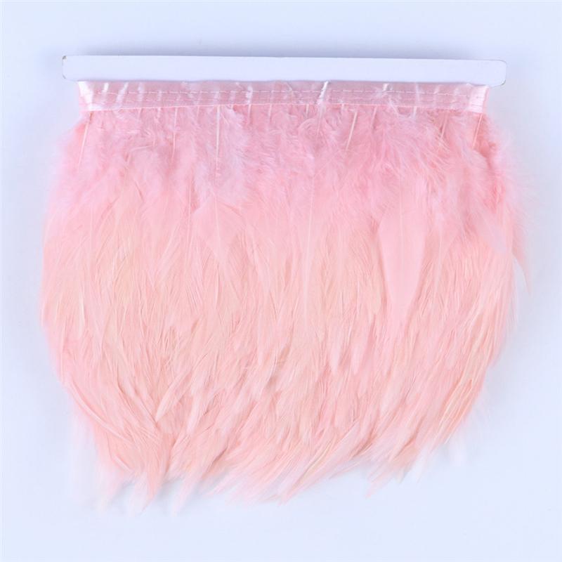 10Meters Leather Pink Rooster Neck Hackle Feather Trim Ribbon Pheasant Feathers Fringe For Crafts Plume Decoration Decor Plumas