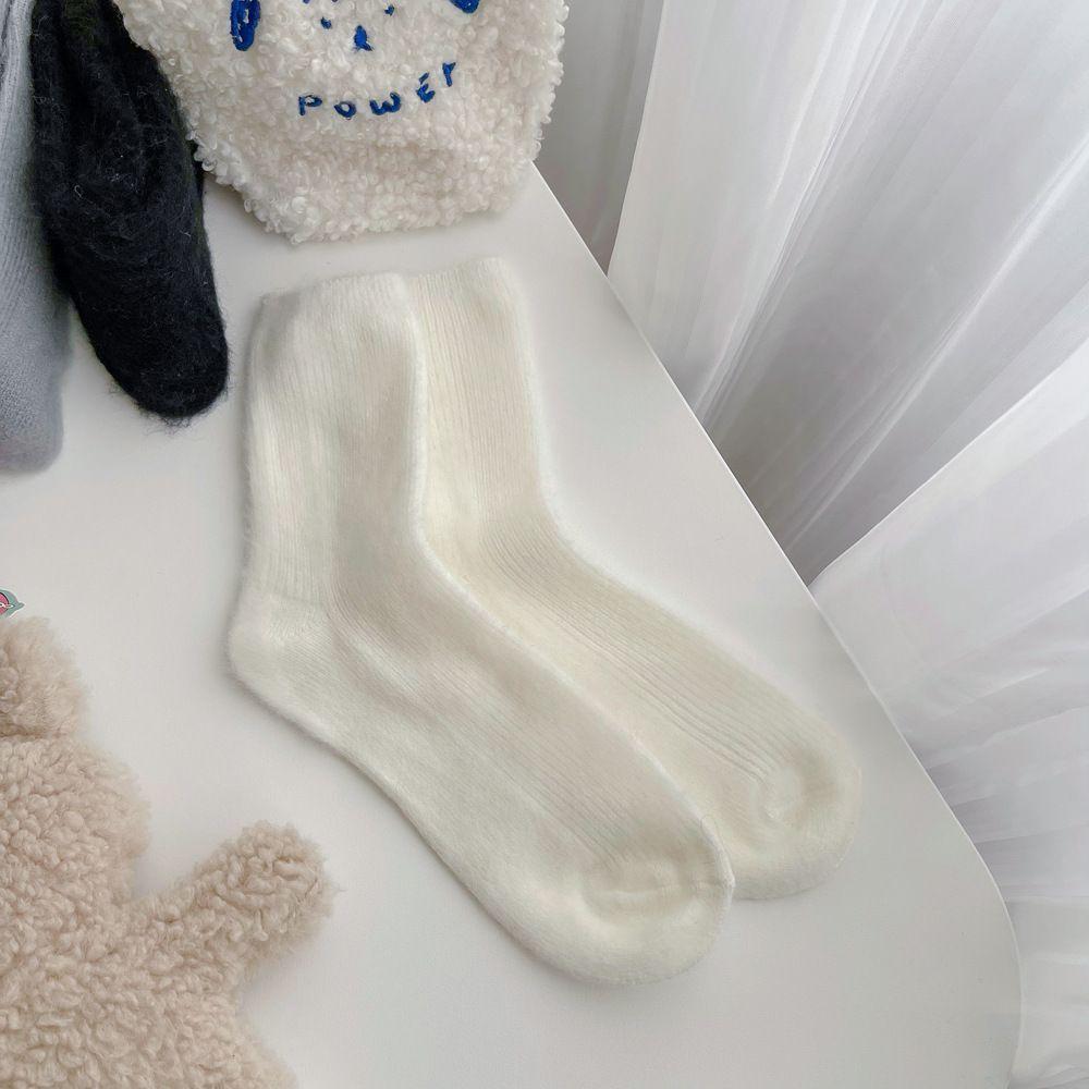Luxury Cashmere Wool Socks for Women, Soft Color, Smooth Solid Color Matching All Seasons Warm and Sweat-Absorbing Sleeping Outdoor Sports Socks