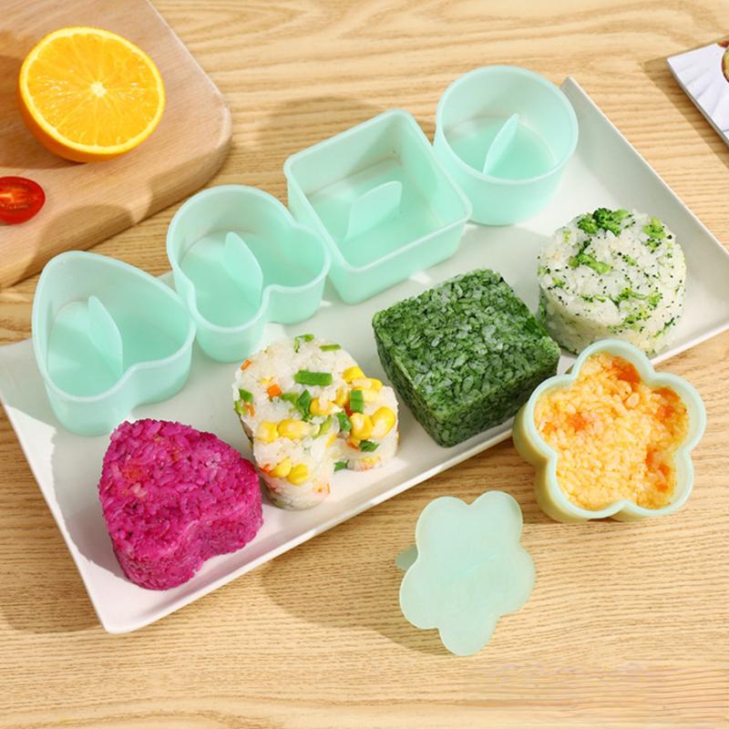 5Pcs/Set Quick Sushi Mold Rice Ball Maker Cake Bread Baking Tools Sandwich Cutter Household Fun Diy Bento Making Machine For Kid