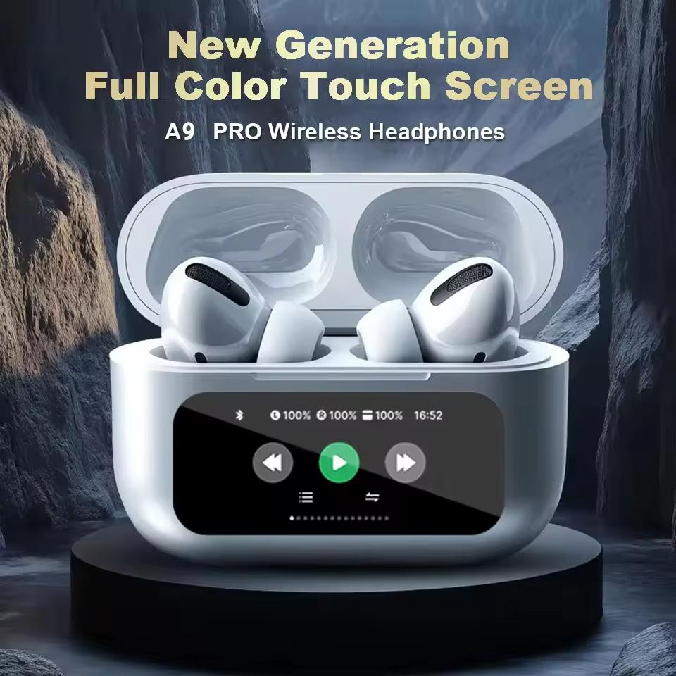 A9 Pro In Ear Wireless Earphones Bluetooth 5.4 LED Display Gaming Headset Sport Headphones Active Noise Reduction HIFI Sound Low Latency Earbuds
