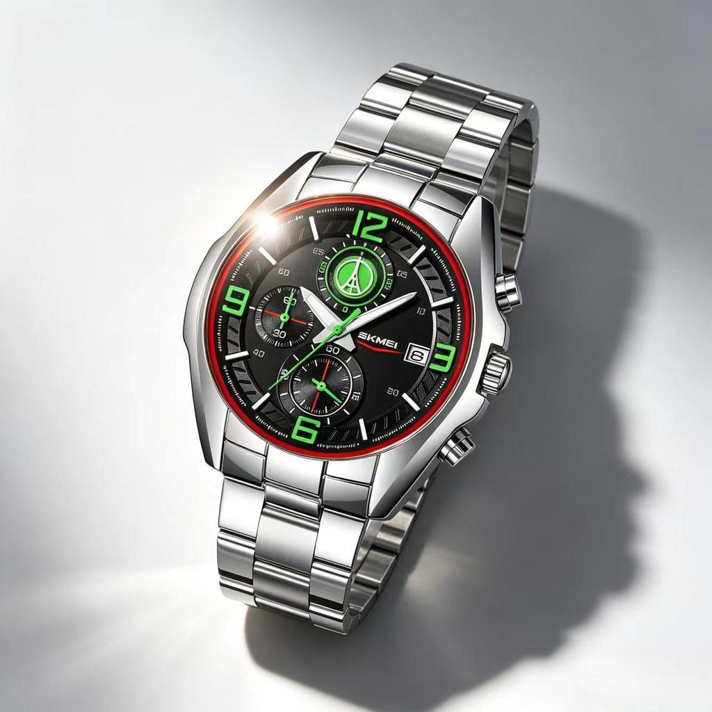 Men's Quartz Watch SKMEI Racing Chronograph Stainless Steel 9346