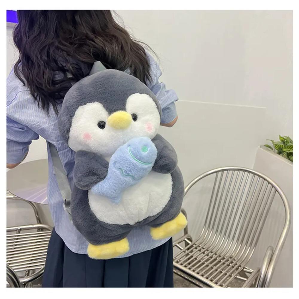 Women Cute Penguin doll shoulder bag girl plush Backpack 2024 new cartoon bag