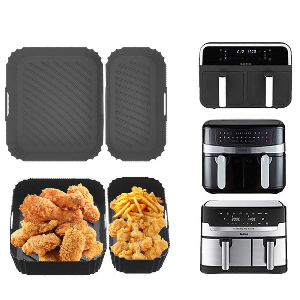 2Pcs/Set Foldable Air Fryer Liner Silicone Air Fryer Baking Tray Air Fryer Basket  Cake