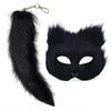 Long Fox Wolf Cosplay Props Furry Cat Tail Mask Keychain Half Face Masquerade Masks Fancy Party Black  Wedding Festival