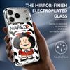 Cute M-Mafalda Phone Case For iPhone 17 16 15 14 13 12 Pro Max Plus Electroplated Metal Shockproof Bumper Case Glass Back