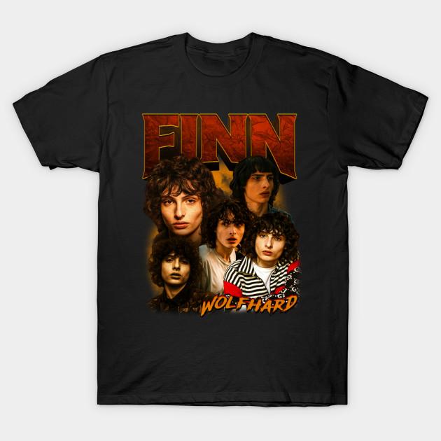 

Men Black Print T-shirt Finn Wolfhard No-Cut Transfer Paper Print Cotton Tshirt L чорний