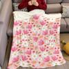 Blush Floral Heart Flannel Blanket Warm Soft Halloween Christmas Couch Warm Cozy Decorative Decor Gift for All Season
