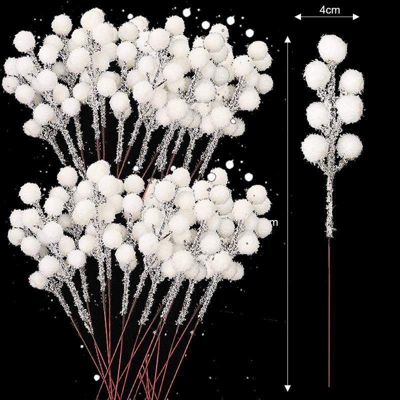 

5/200x Simulation White Berries Branch Christmas Tree Wreath Accessories Home Decoration Artificial Berry for Gift Craft Vase 5PCS