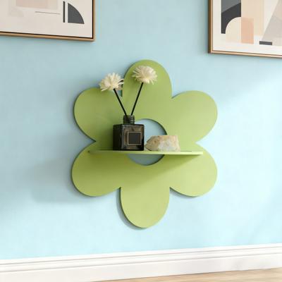 Rustic Floating Shelf Wall Display Shelf Wooden Flower Shaped Storage Organizer for Crystal Plants Living Room Kitchen Home Decor