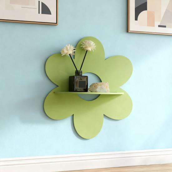Yousheng Rustic Floating Shelf Wall Display Shelf Wooden Flower Shaped Storage Organizer for Crystal Plants Living Room Kitchen Home Decor