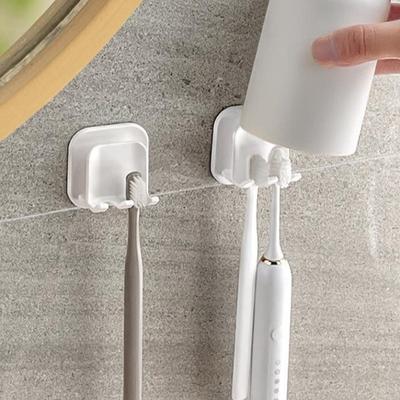 Easy To Install Bathroom Organizer Moisture-proof and Waterproof Toothbrush Holder Wall Mounted Bathroom Glass Shelf