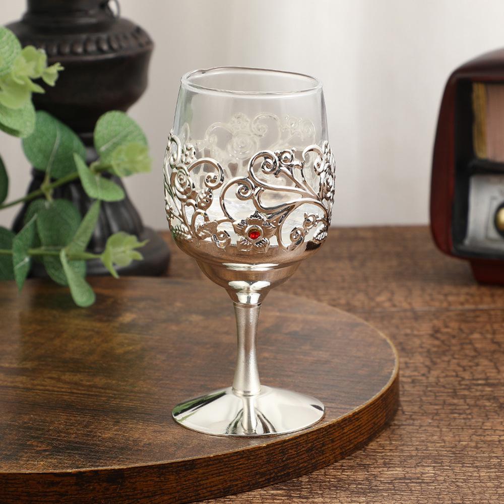 

High-end Crystal Baijiu Wine Glasses Set - Elegant Metal & Glass Shot Cups for Home Barware 5x5x12 cm