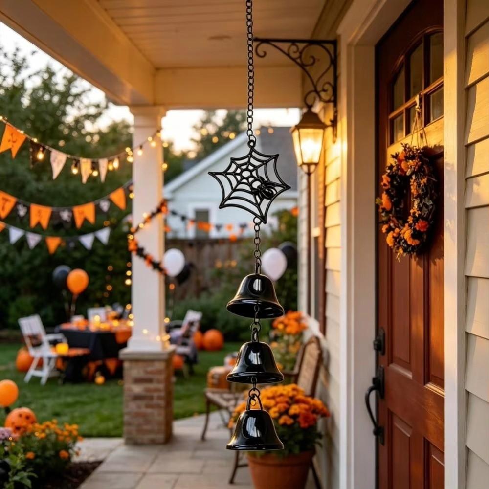 Spooky Spider Web Wind Chime Retro Spider Web Hanging Ornament Creative Cross Pendant Outdoor