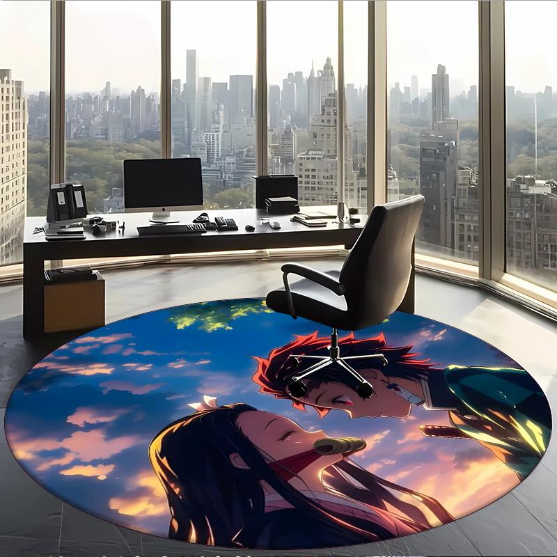 Nezuko (5) Round Office Rug Decorative Floor Rug for Office Bedroom Living Room and Home Space
