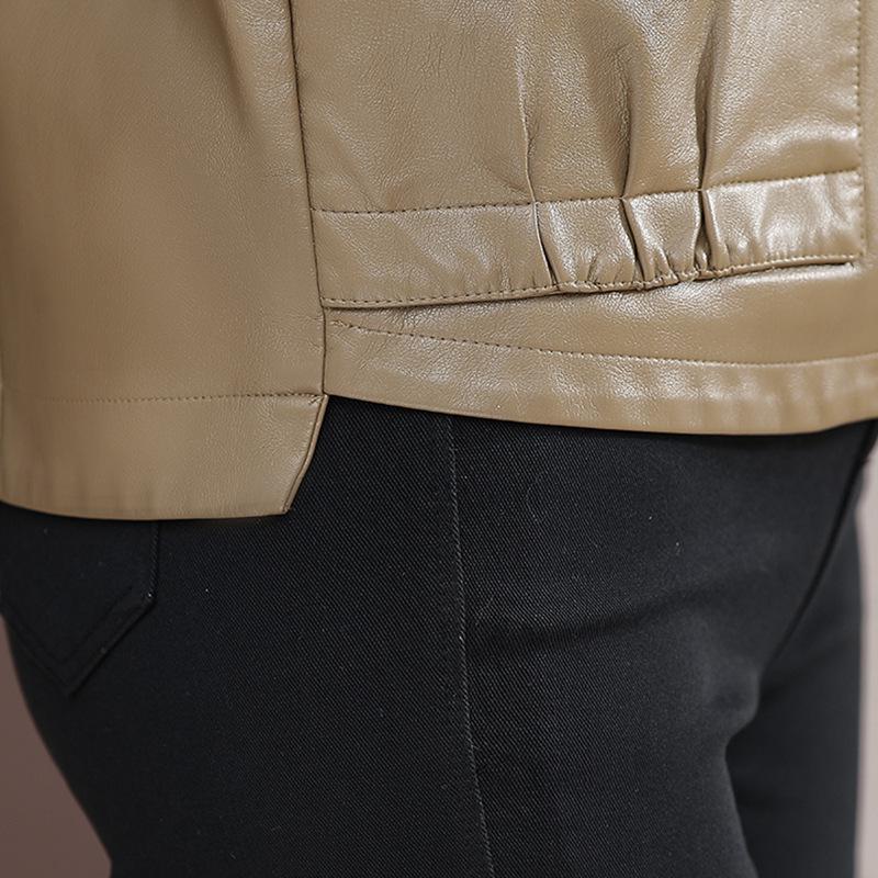 New Spring PU Leather Jacket - Short Style Plus Size Cardigan for Women, Perfect for Middle-Aged Ladies' Fashion In Spring and Autumn