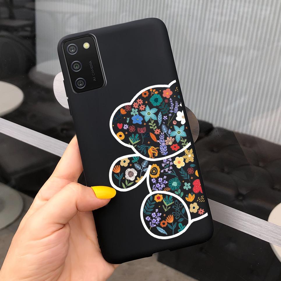 

6.5 For Samsung A03s Case Dinosaur BearCartoon Liquid Silicone Soft Phone Cover For Samsung Galaxy A03s A037F A 03S 2021 Fundas A03S