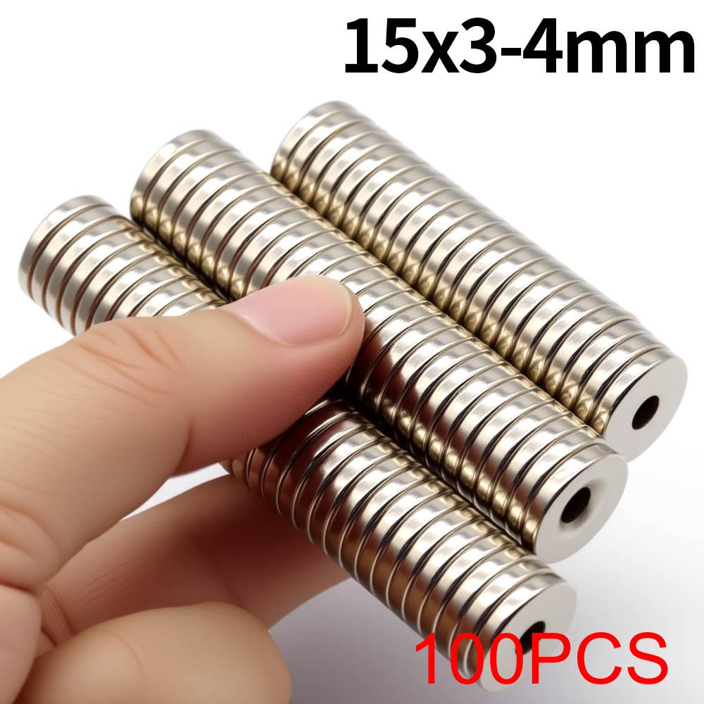 15x3-4mm Super Strong Neodymium Magnet N35 NdfeB Permanent Magnetic imanes Round With Holes Powerful Magnets Refrigerator Magnet