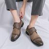 Fashion Men Retro Loafers Men Casual Breathable Comfortable Fashionable Buckle Leather Shoes European Office Business Shoes Sizes 38-46