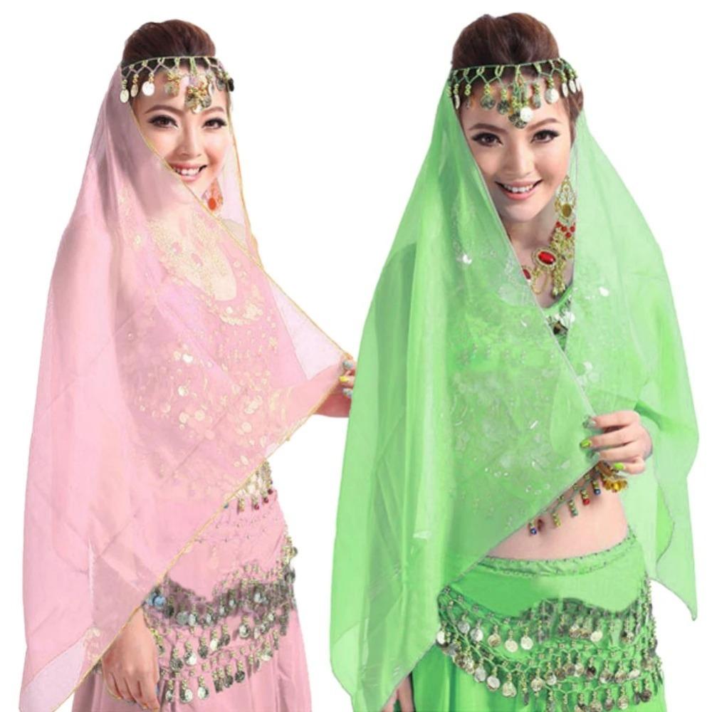Chiffon Belly Dancing Scarf Solid Color Women Headdress New Indian Dance Headband  Show Costumes
