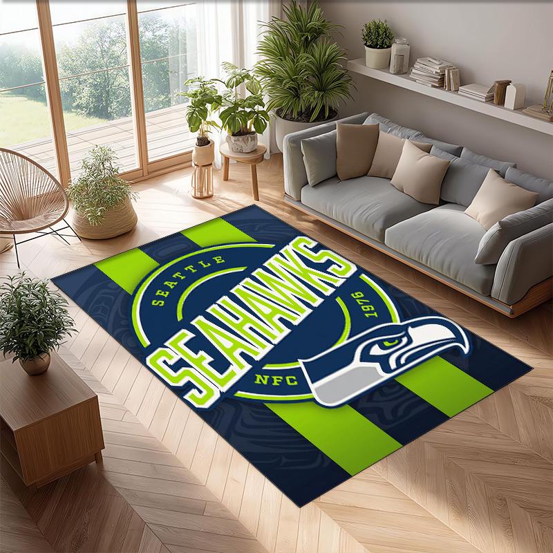 Tappeto in Velluto Cristallo Seattle Seahawks Morbido Anti?Tappetino Antiscivolo Comodo per Casa Soggiorno Camera da Letto Tappeto Decorativo