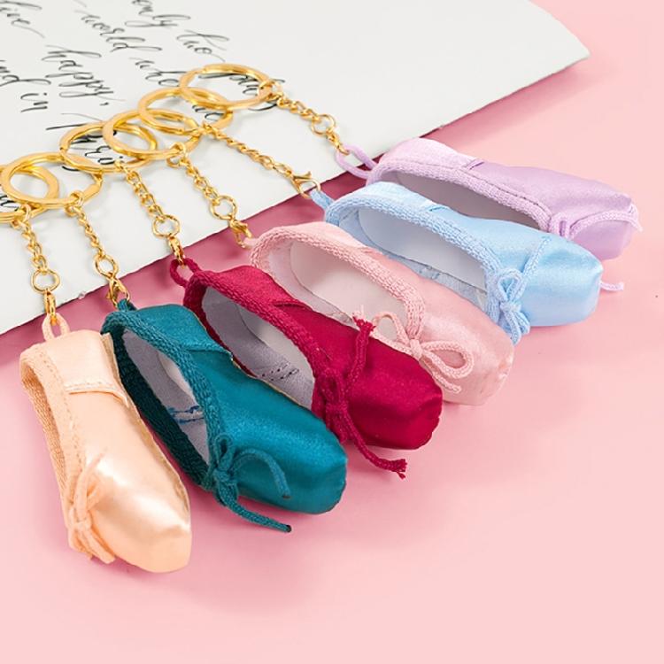 Cute Satin Ballet Shoe Keychain Handcrafted Pointe Shoe Charm Bag Pendant
