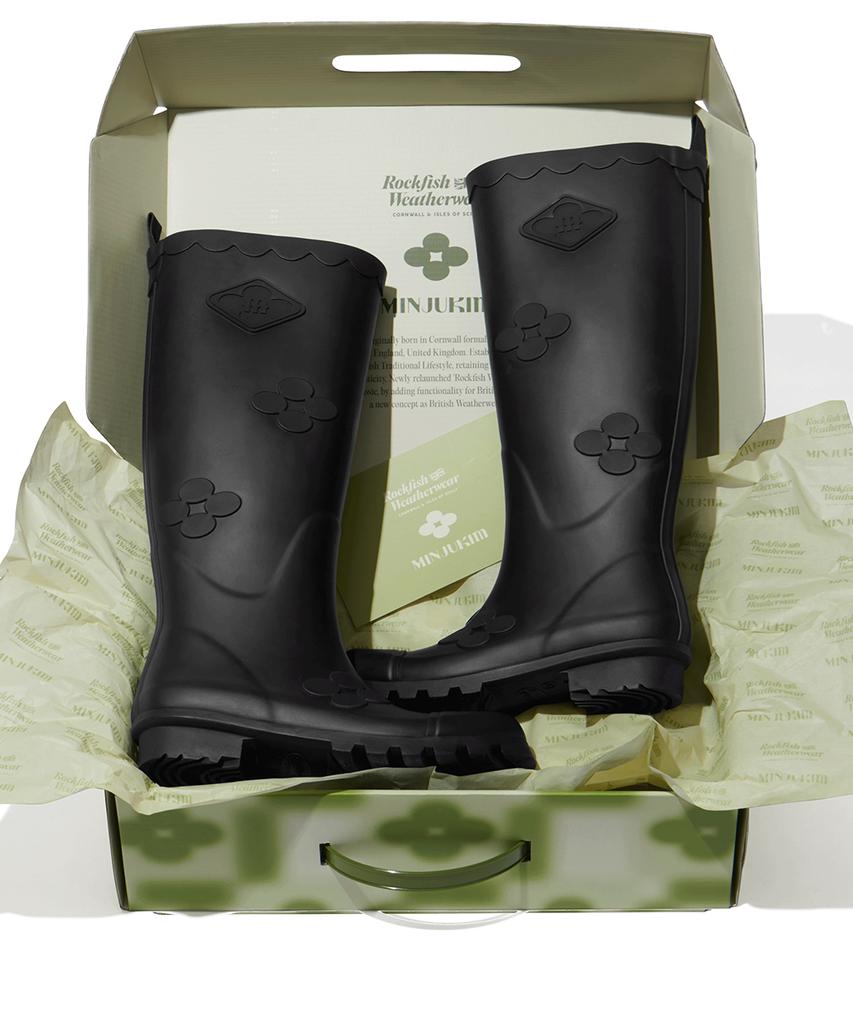 Rockfish Weatherwear [X Minjukim] Floral Patch Rain Boots Long - 4 Colors