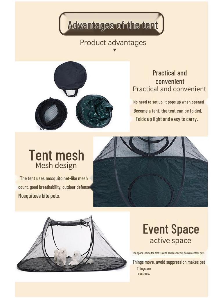 Collapsible Dog & Cat Travel Tent: Outdoor Pet House & Cage Combo