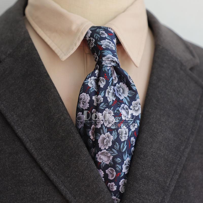 Retro 8Cm Light Luxury Casual Dress Navy Green Brown Pattern Men'S Suit And Tie