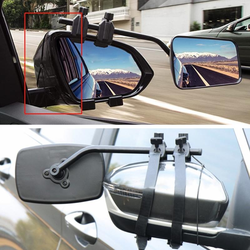 Paar Universal Auto Außenspiegel für CaravanTrailer Wohnmobile Abschleppspiegel mit Sicherheitsgurt Verlängerungsspiegel Schwarz