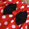 Little Girl Princess Outfit: Black Puff Sleeve Top, Polka Dot Overalls Skirt, and Bow Headband Set