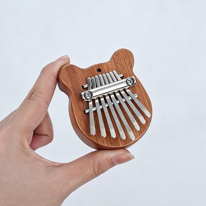 Mini 8 Key Solid Wood Kalimba With Portable Lanyard And Crisp Sound Perfect For Music Beginners Kids Casual Play Travel Gift