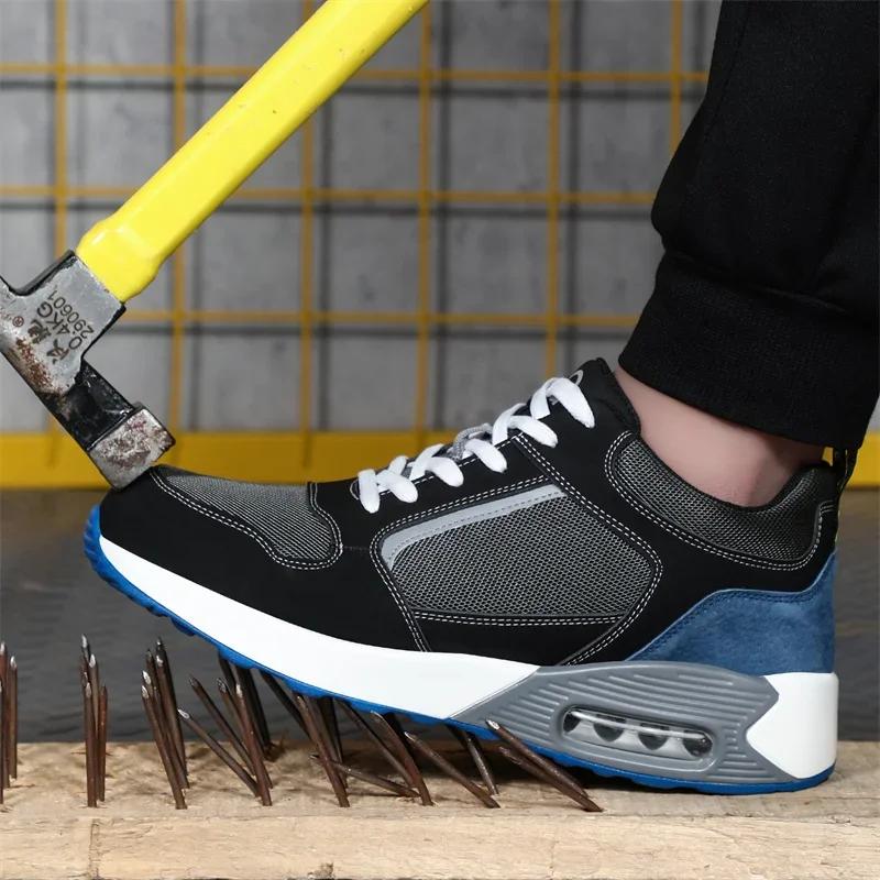 New  Staleneus Work Shoes Steel Toe Cap Patchwork Men Safety Sneakers Cozy Air Cushion Indestructible Boots Male Footwear