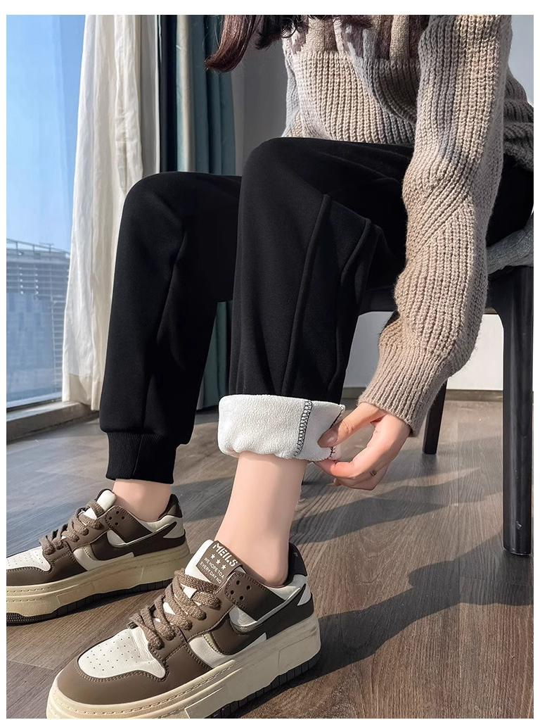 Women's Plus Size Fleece-Lined Lambswool Sweatpants - Winter Casual Loose Fit