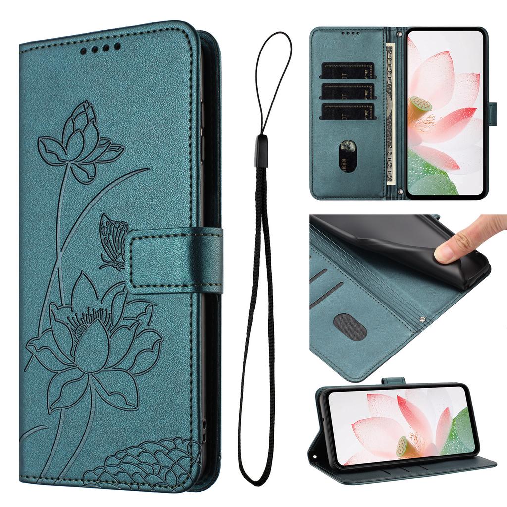 Applicable To Transsion HOT 60 Leather Case Sense 9 Solid Color Lotus Embossed Card Wallet Protective Case Fujitsu