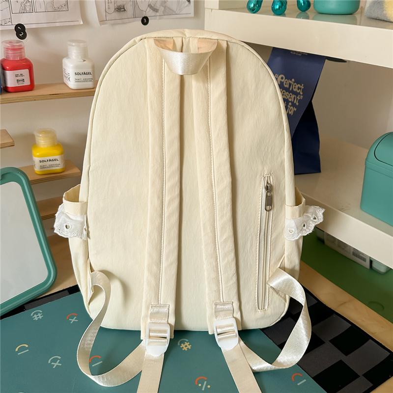 Zaino in Pizzo con Fiocco Ricamato Borsa Scolastica per Studenti