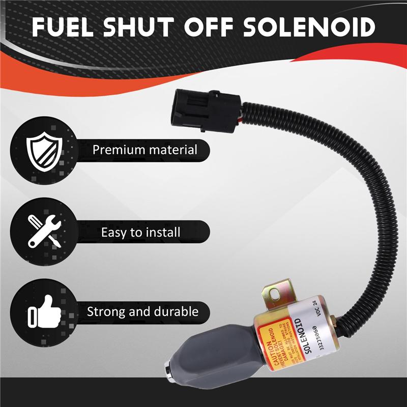 Efficientt-For JCB JS130 JS160 JS180 JS240 JS260 JS330 Flameout 24V Fuel Shut Off Solenoid Valve 332/J5060 716/30091