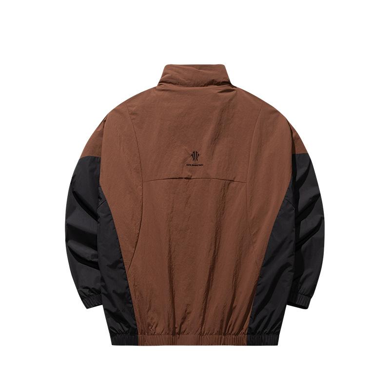 Anta Buchstabenaufdruck Outdoor Lässig Stehkragen Überschnittene Schultern Locker Reißverschlussjacke Unisex Jacke Braun 172511605N-3