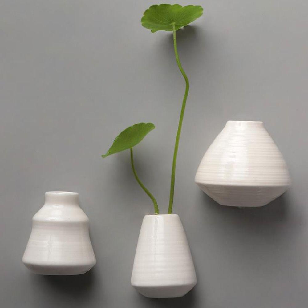 3D Miniature Flower Vase Fridge Sticker White Porcelain Mini Vase Refrigerator Patch  Kitchen Decor