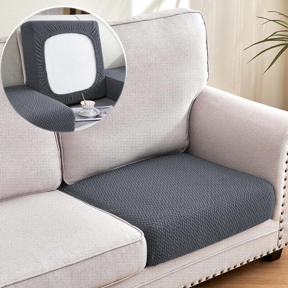 Elastisches Einfarbige Schräge Sofa-Set Sitzplatzanzahl Schutz Abnehmbar Weich Gepolstert Twill Jacquardstoff Sofa-Set Hussen Sofa-Set Hülle Normal S